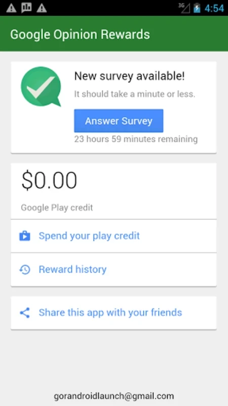 Google Opinion Rewards — skærmbillede 2