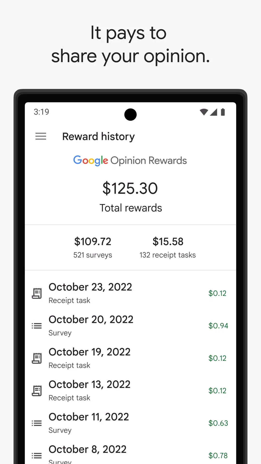 Google Opinion Rewards — skærmbillede 3